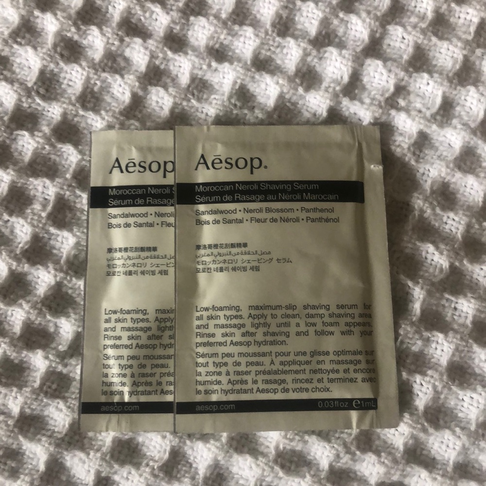 Aesop🪒2-Moroccan Neroli Shaving Serums 2 x 1 ml 0.03 fl. oz. / Sealed Packets